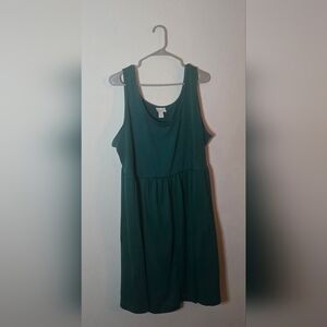 Ava & Viv Green Sleeveless Babydoll Summer Dress Flowy Tank Tunic 1X